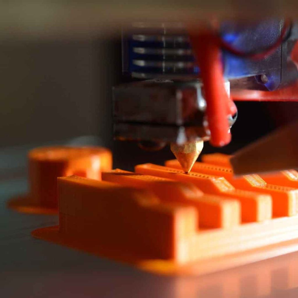 3D printing process shown in detail, highlighting the potential of additive manufacturing for PCB fabrication as explored in BENCOR's blog on future PCB trends.