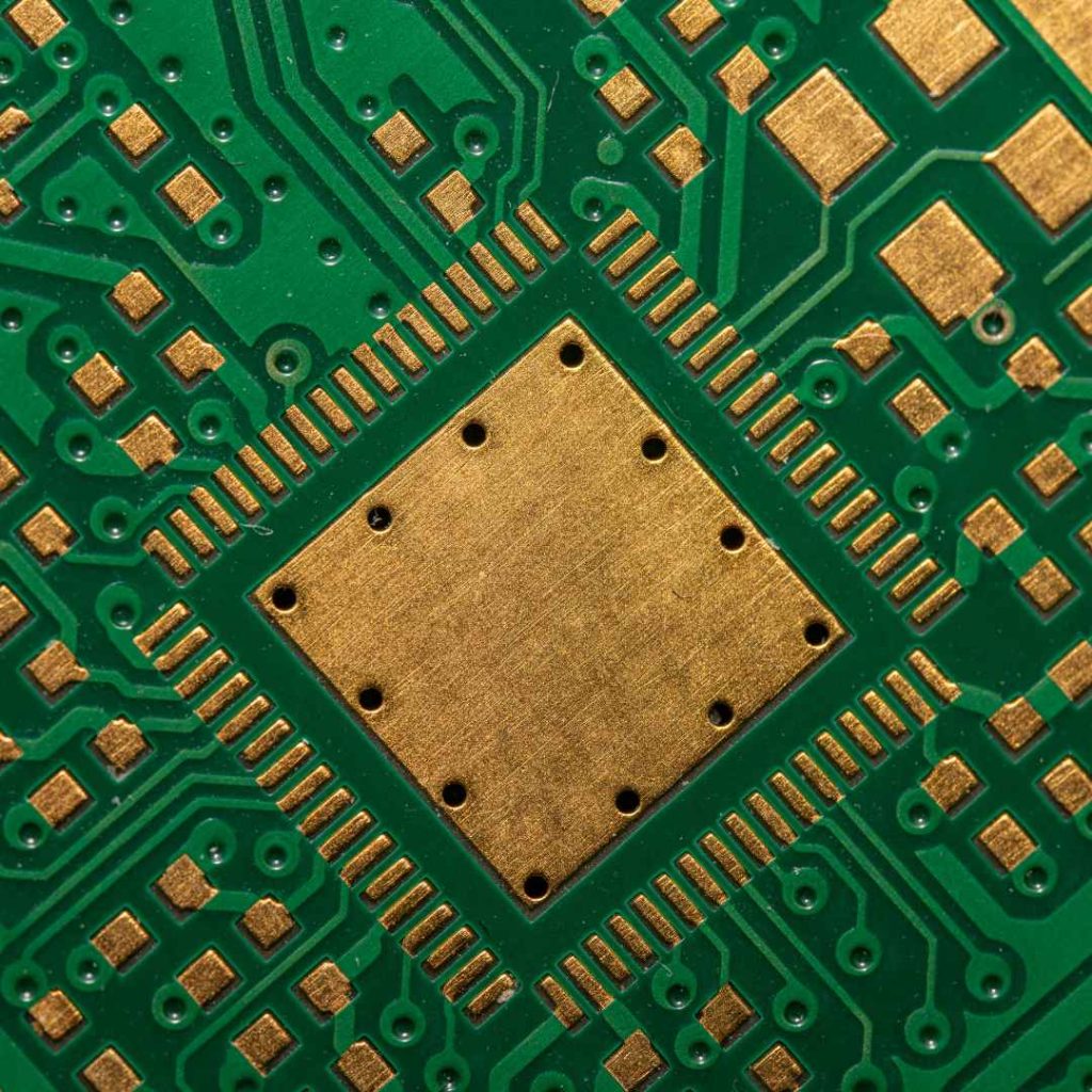 Abstract image related to the future of PCB technology, possibly showing a circuit board detail with the number "9" present, as discussed in BENCOR's blog.